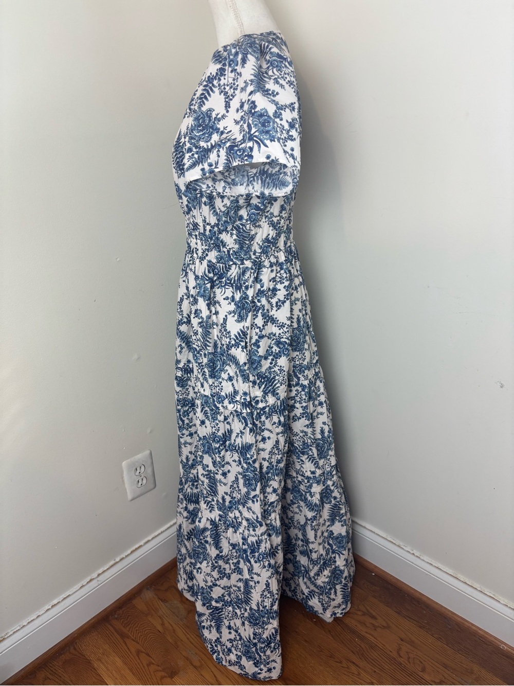 Anthropologie Cotton Somerset Tiered Maxi Dress In Blue Chinoiserie Size Medium - Picture 14 of 16